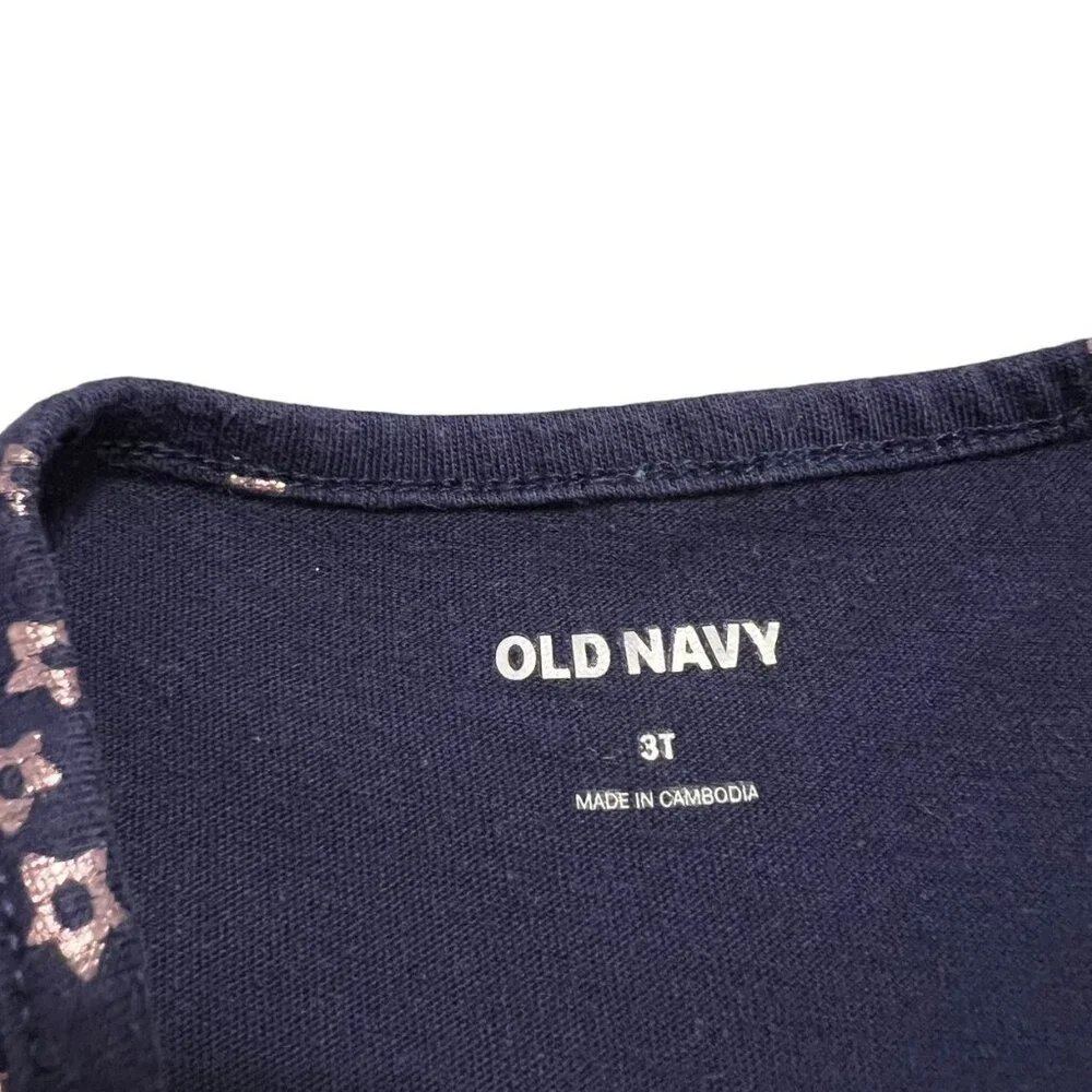 Old Navy 3T Navy Blue & Gold Metallic Stars Dress